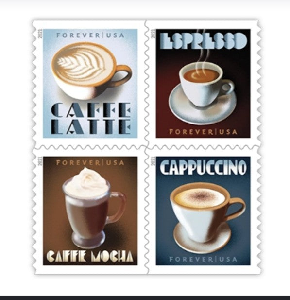 2021 Espresso Coffee Forever USA Stamp Booklet Of 20, Multicolor