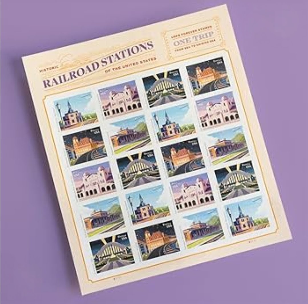 USPS 2023 Railroad Stations Forever Stamps Sheet of 20