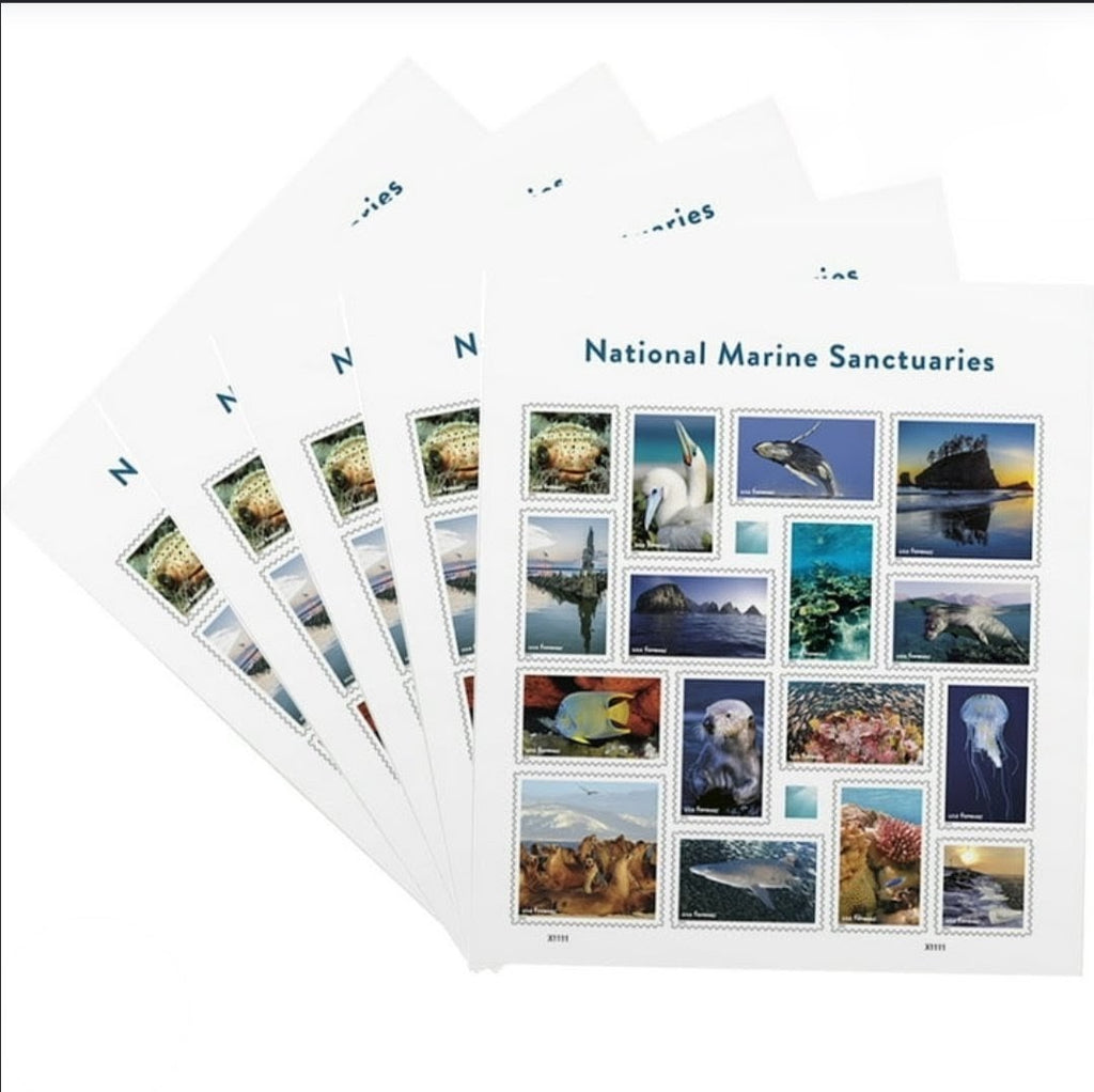 USPS 2022 National Marine Sanctuaries Forever Stamps Sheet of 16, Nature