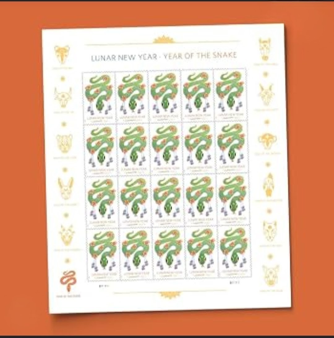 2025 Year Of The Snake Forever USA Stamp Sheet Of 20, Multicolor