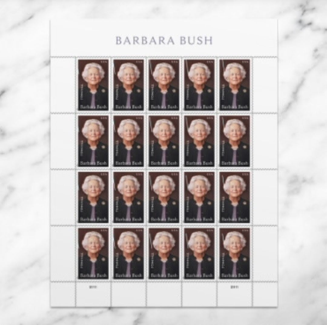 2025 Barbara Bush Forever USA Stamp Sheet Of 20, Multicolor