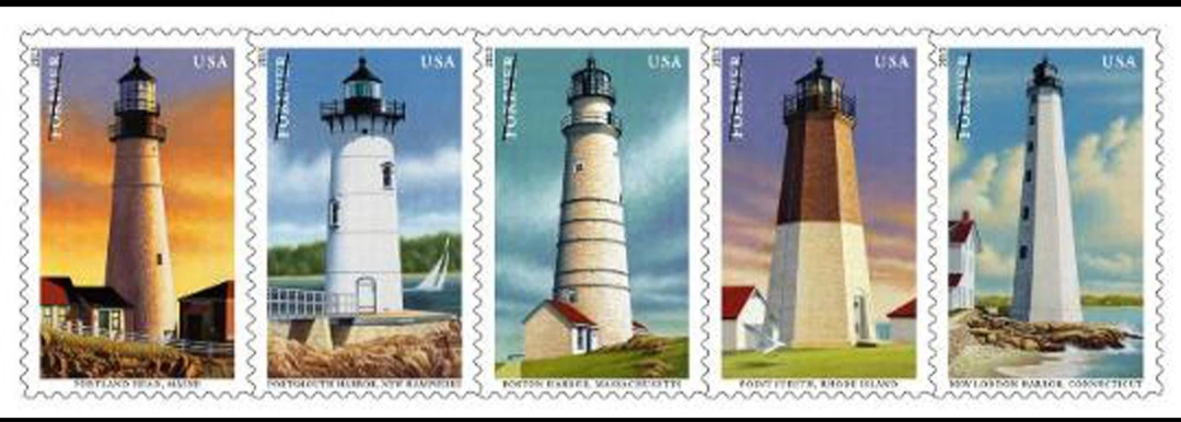 USPS 2013 New England Coastal Lighthouses Forever Stamps Sheet of 20
