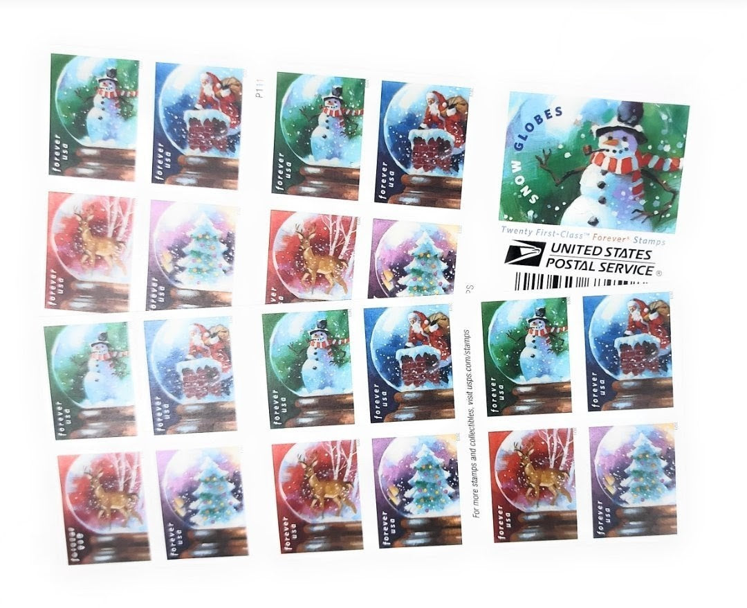 2023 Snow Globe Forever USA Stamp Booklet Of 20, Multicolor