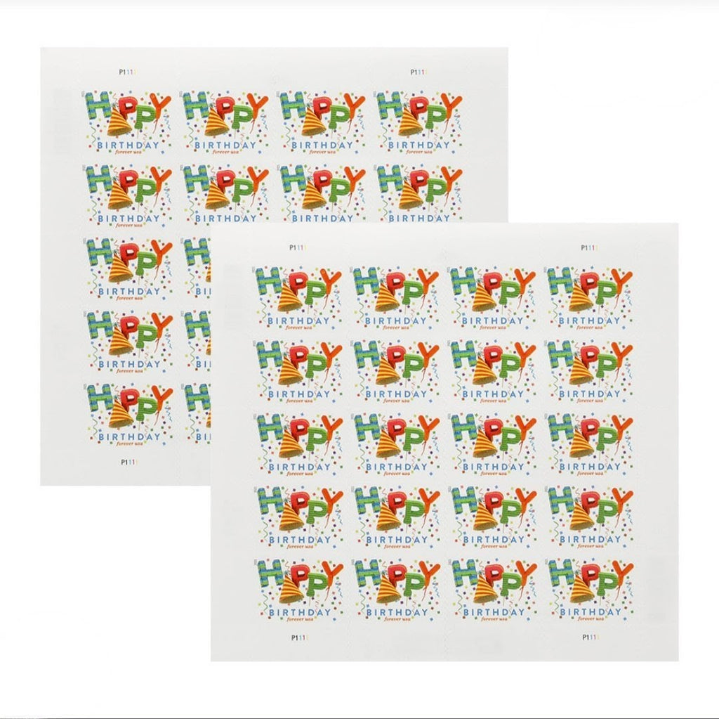 2021 Happy Birthday Forever USA Stamp Sheet Of 20, Multicolor
