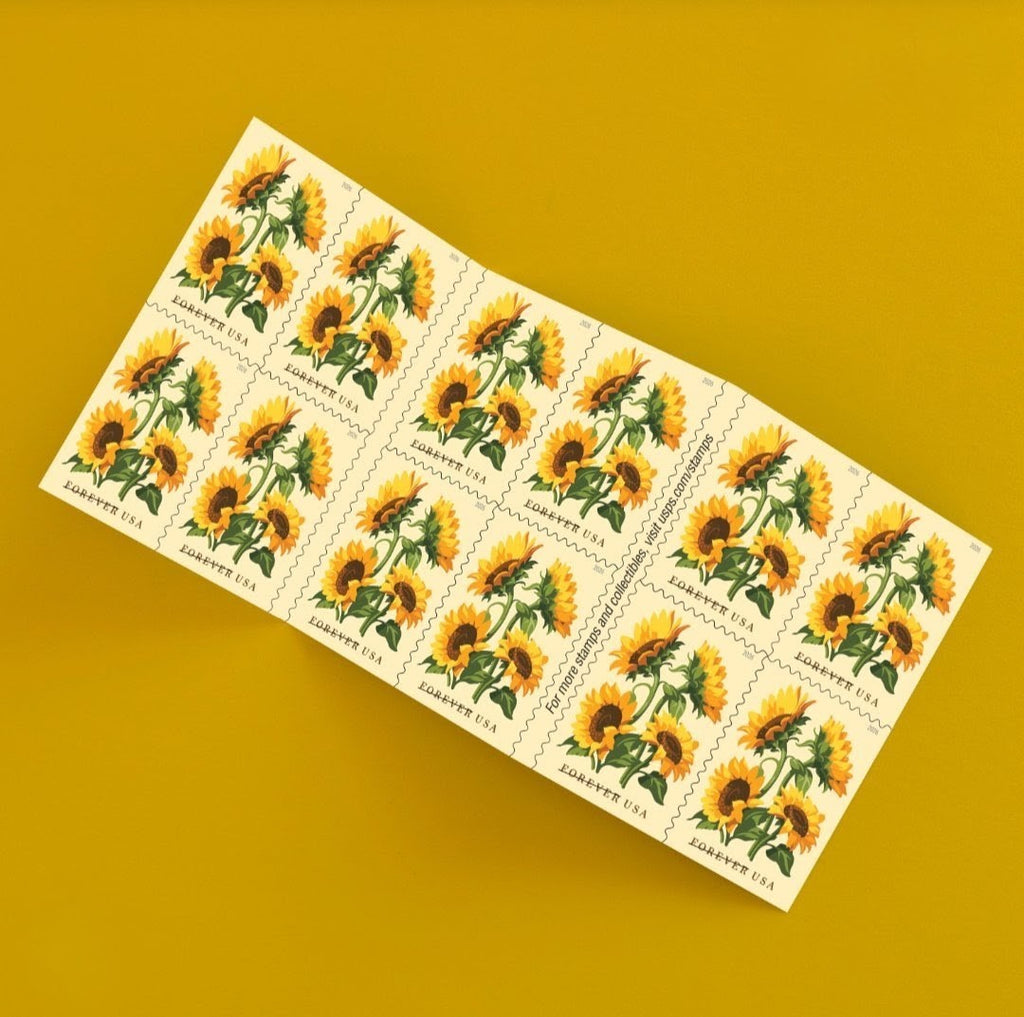 USPS 2026 Sunflowers Stamps Booklet of 20, Flower, Collectible