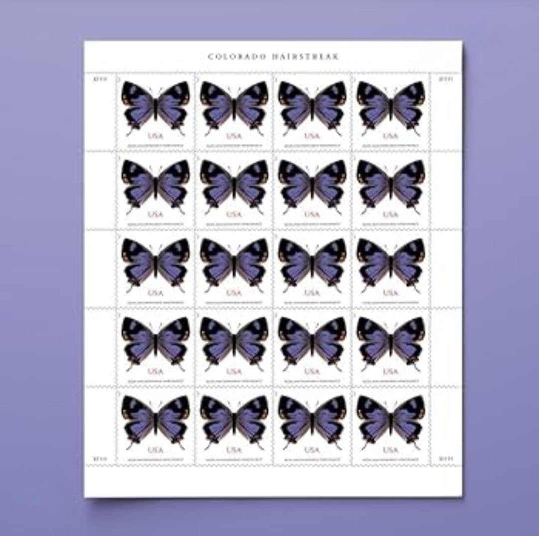 2021 Colorado Haistreak Butterfly Non-Machinable USA Stamp Sheet Of 20