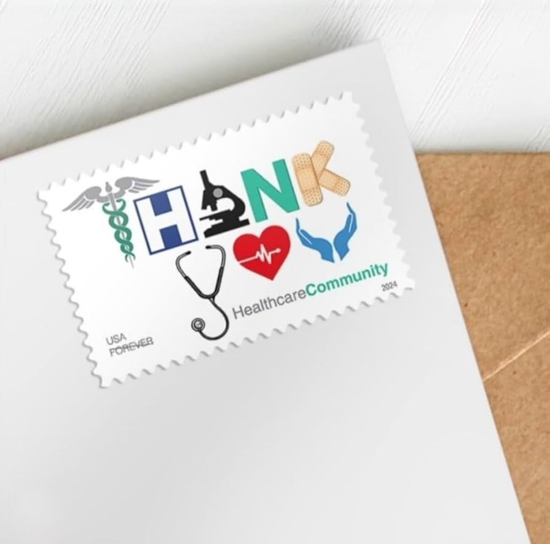 2024 Thank You Healthcare Forever USA Stamp Sheet Of 20, Multicolor