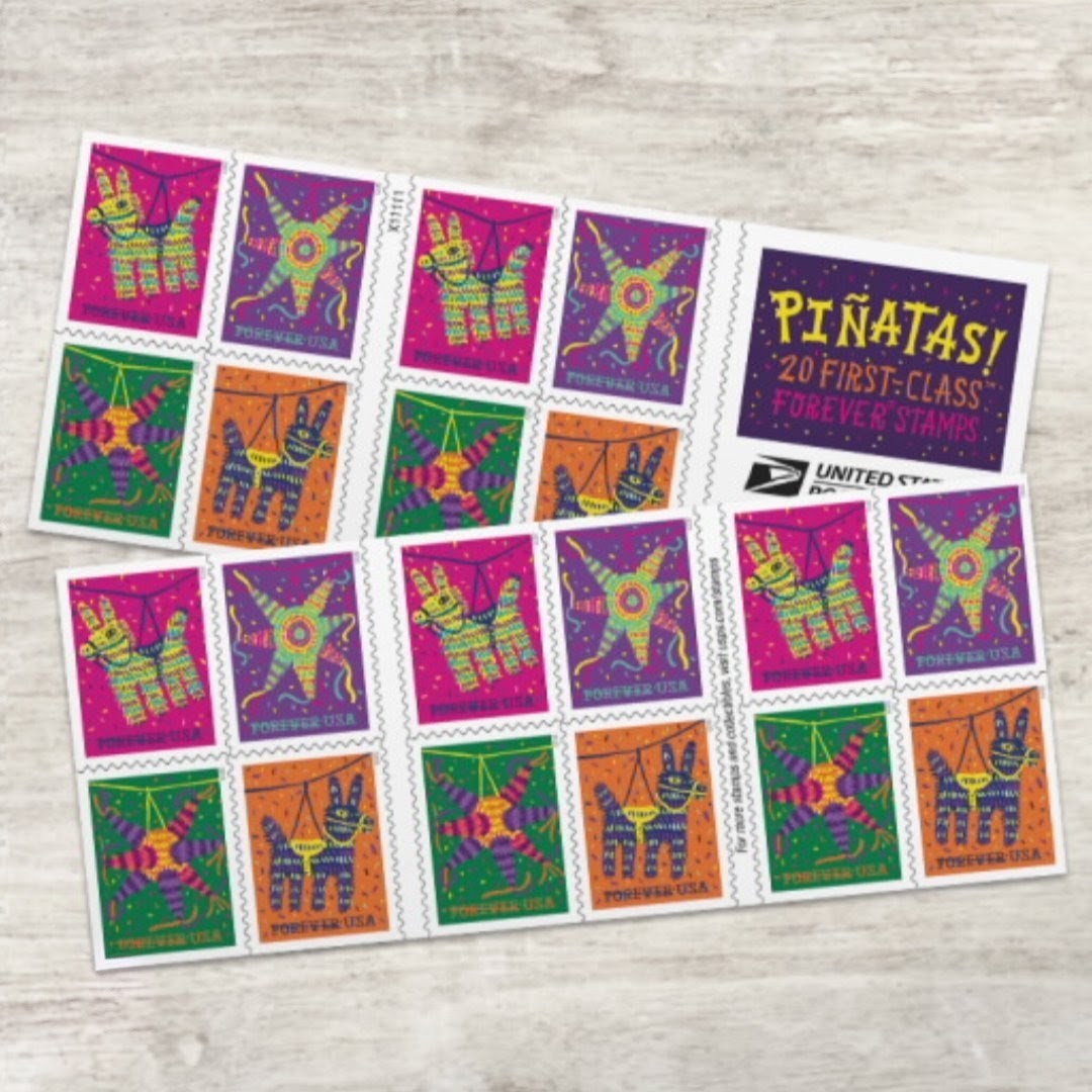 USPS 2023 Pinatas Forever Stamps Booklet of 20, Party