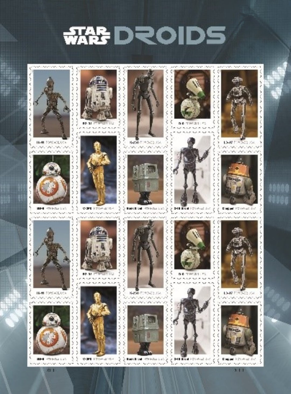 USPS 2021 Star Wars Droids Stamps Sheet of 20, Space