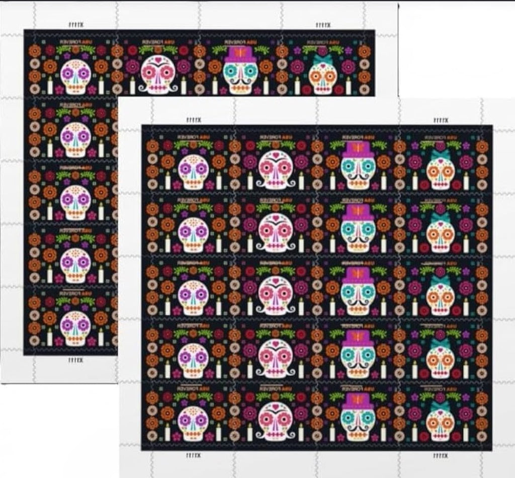 2021 Day of The Dead Forever USA Stamp Sheet Of 20, Multicolor