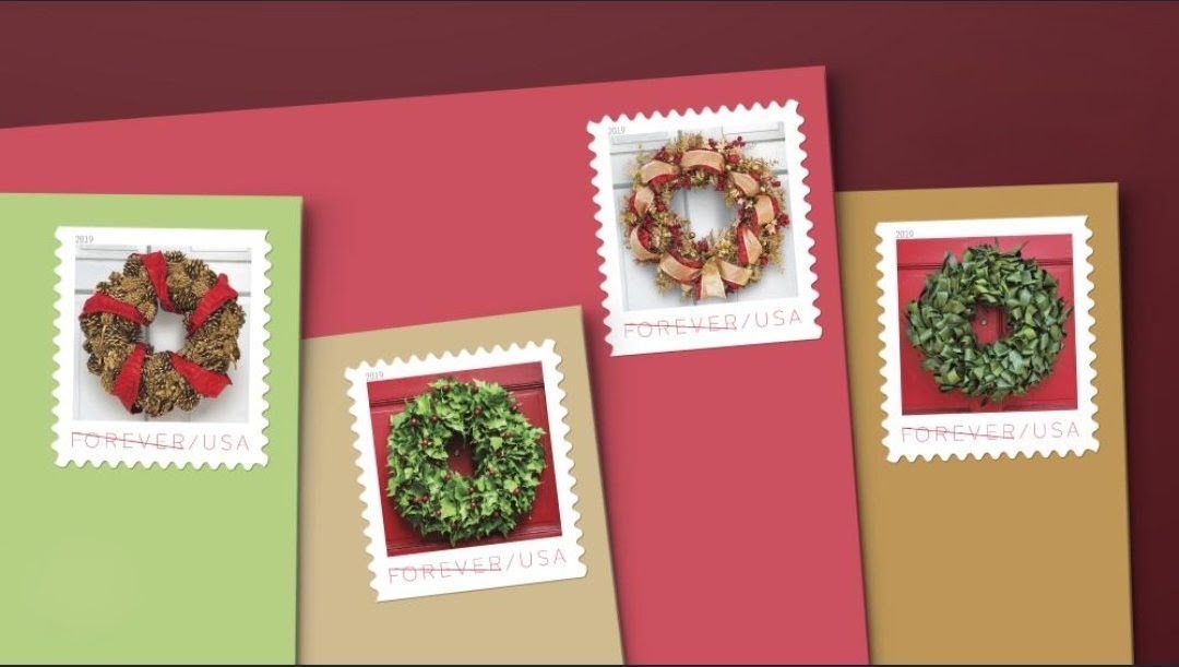 USPS 2019 Holiday Wreaths Forever Stamps Booklet of 20, Winter