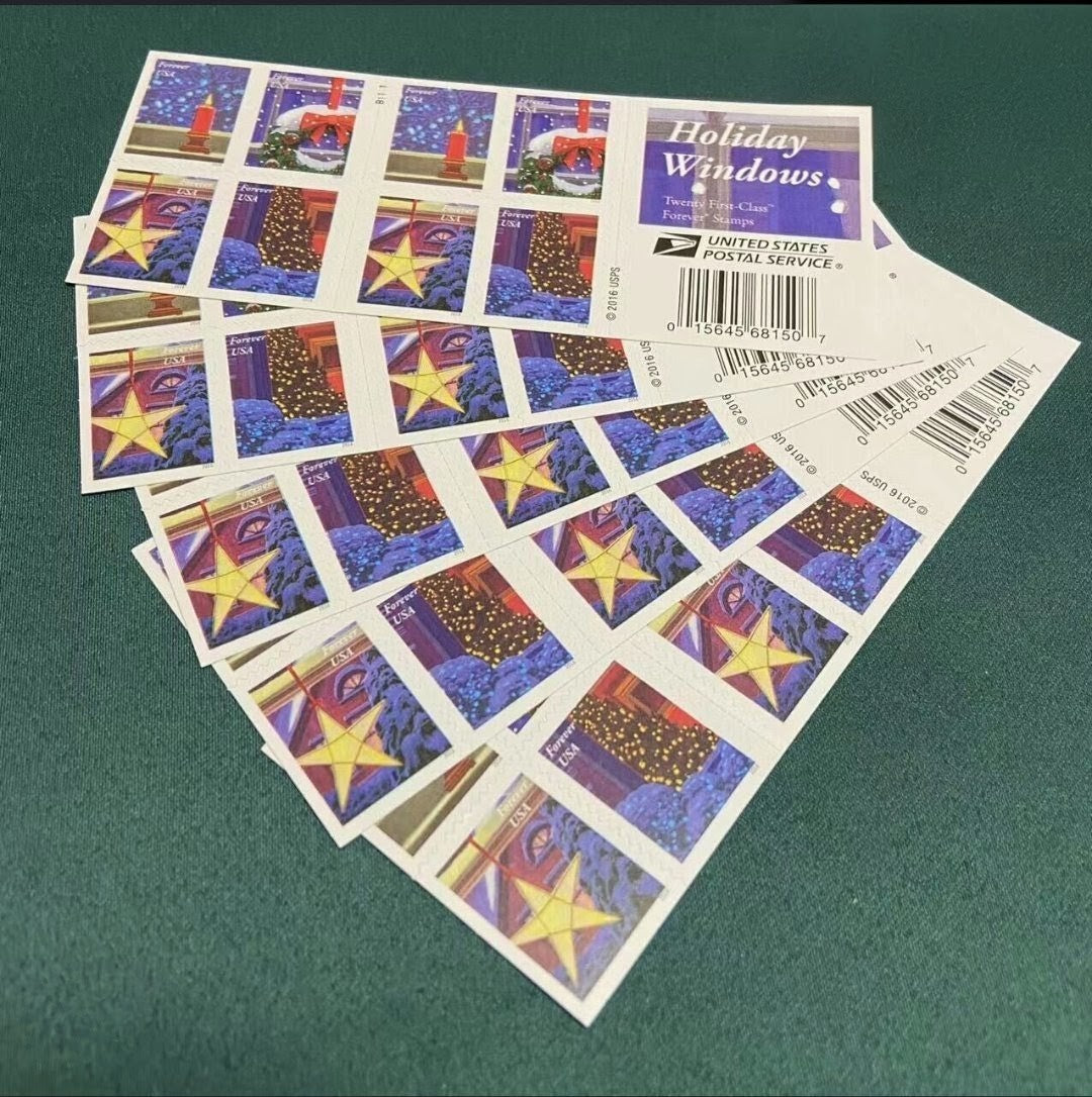 USPS 2016 Holiday Windows Forever Stamps Booklet of 20, Winter