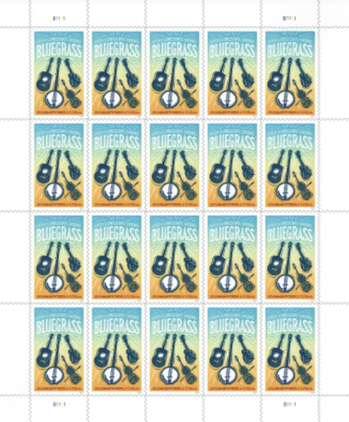 2024 Bluegrass Forever USA Stamp Sheet Of 20, Multicolor