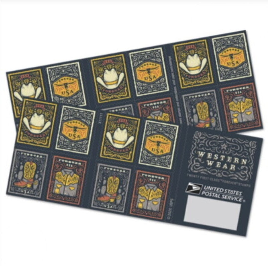USPS 2021 Western Wear Forever Stamps Booklet of 20, West