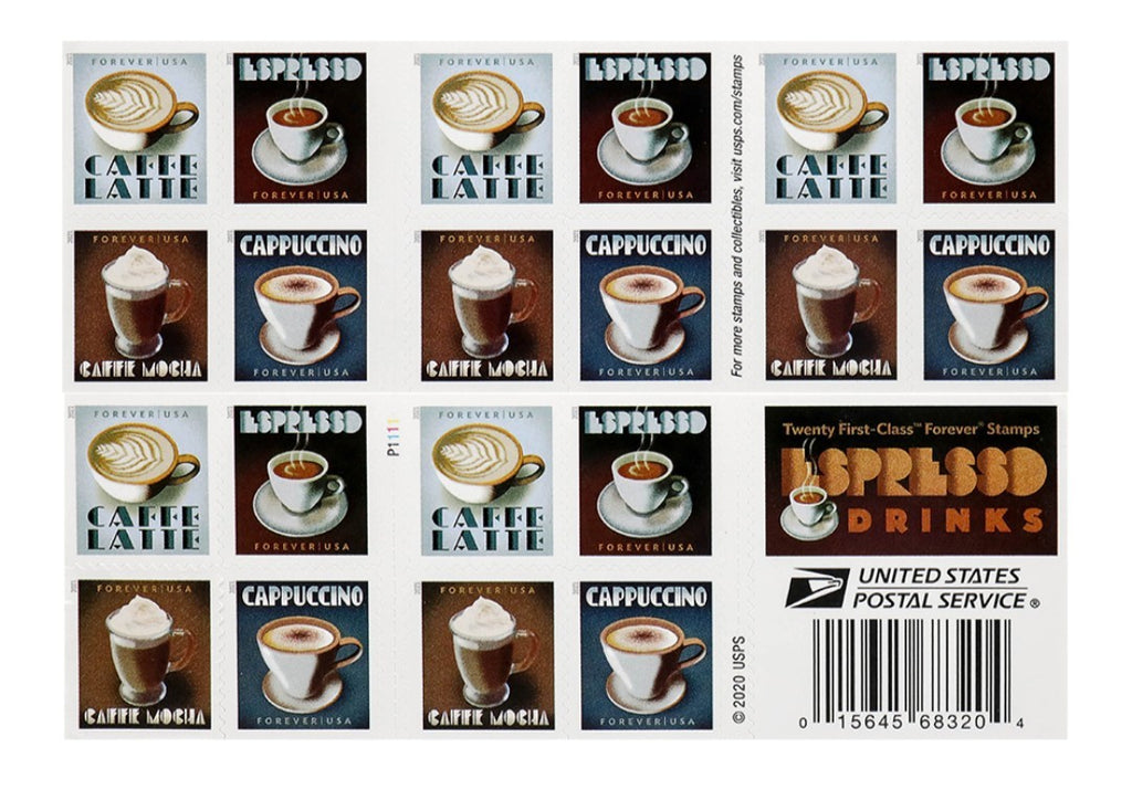 2021 Espresso Coffee Forever USA Stamp Booklet Of 20, Multicolor