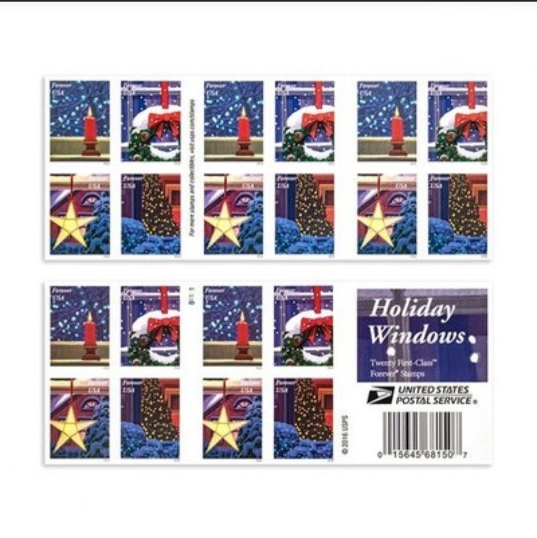 USPS 2016 Holiday Windows Forever Stamps Booklet of 20, Winter