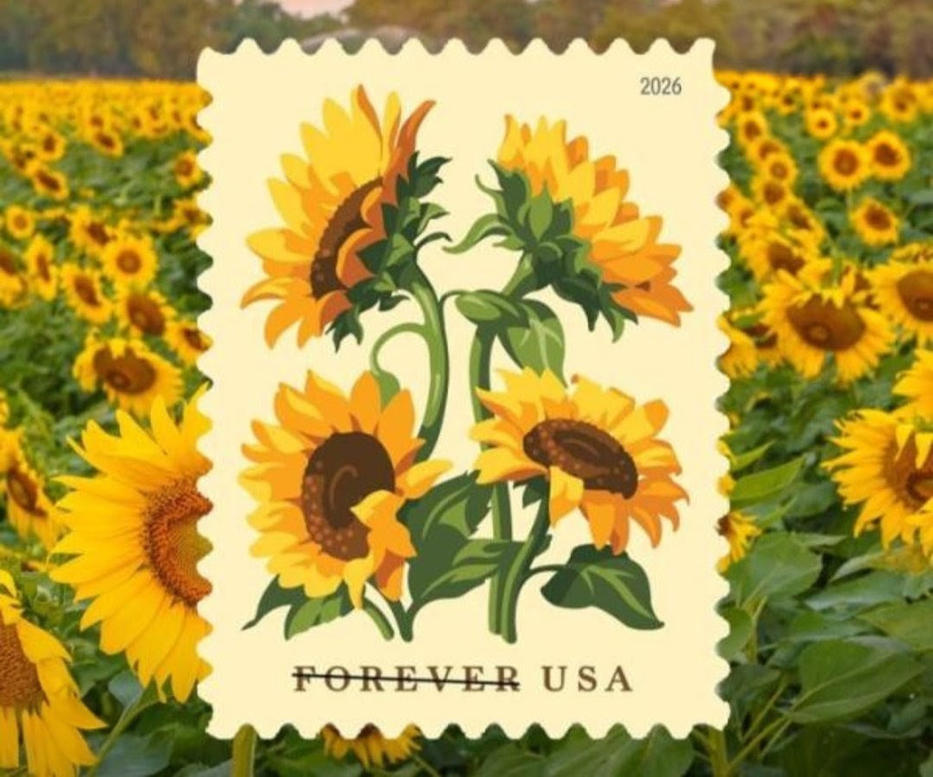 USPS 2026 Sunflowers Stamps Booklet of 20, Flower, Collectible
