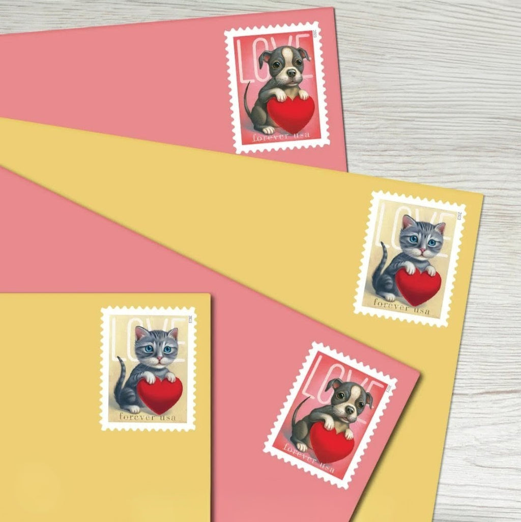 2023 Love Kittens & Puppies Forever USA Stamp Sheet Of 20, Multicolor