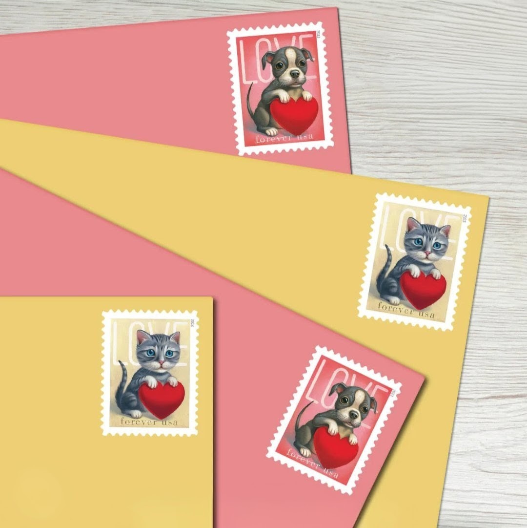 2023 Love Kittens & Puppies Forever USA Stamp Sheet Of 20, Multicolor