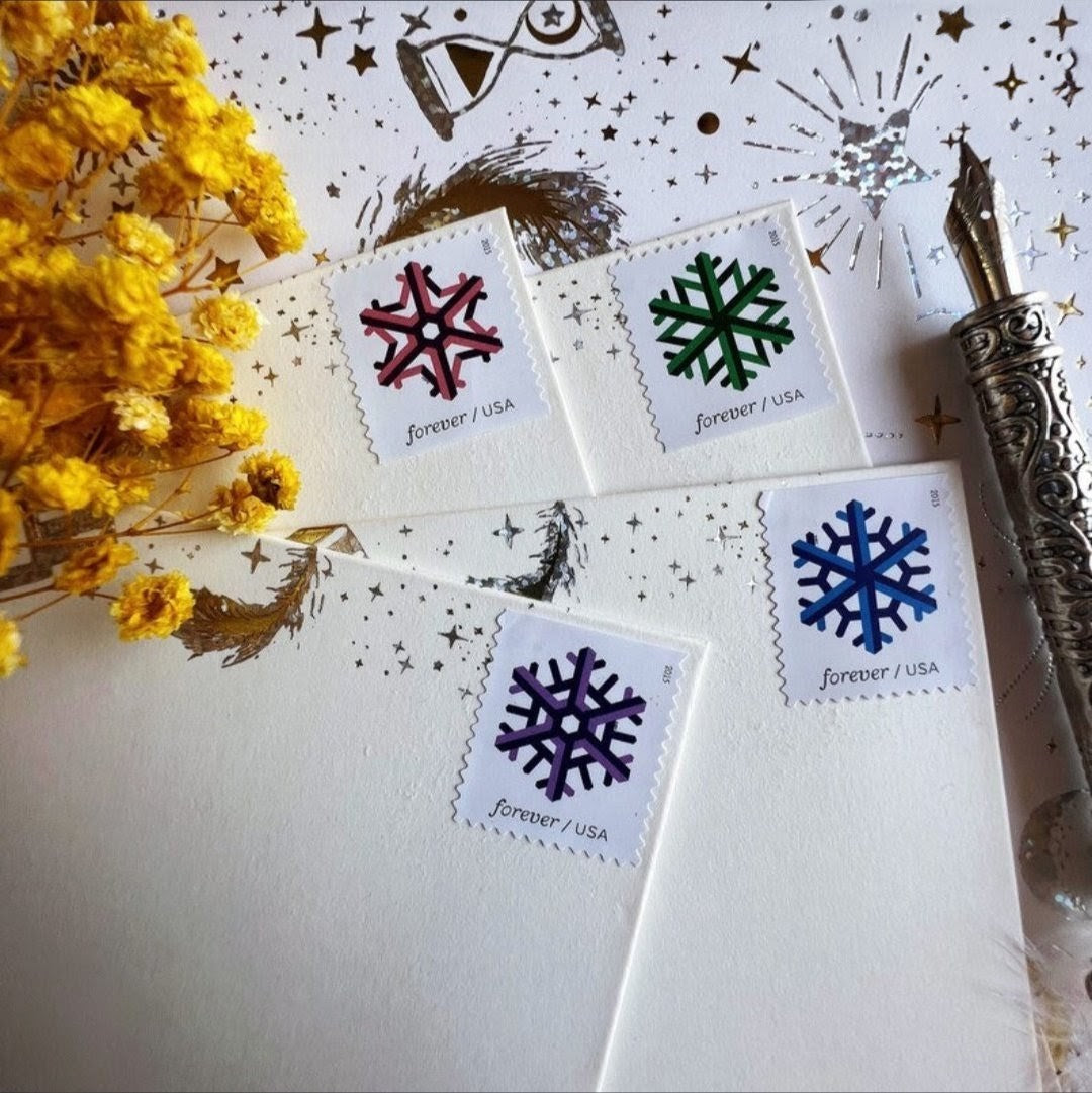 USPS 2015 Geometric Snowflakes Forever Stamps Booklet of 20, Winter