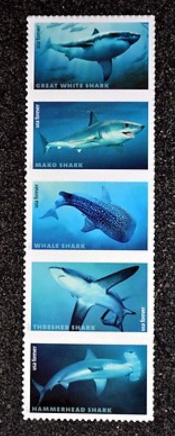 USPS 2017 SHARKS Stamps Sheet of 20, Ocean