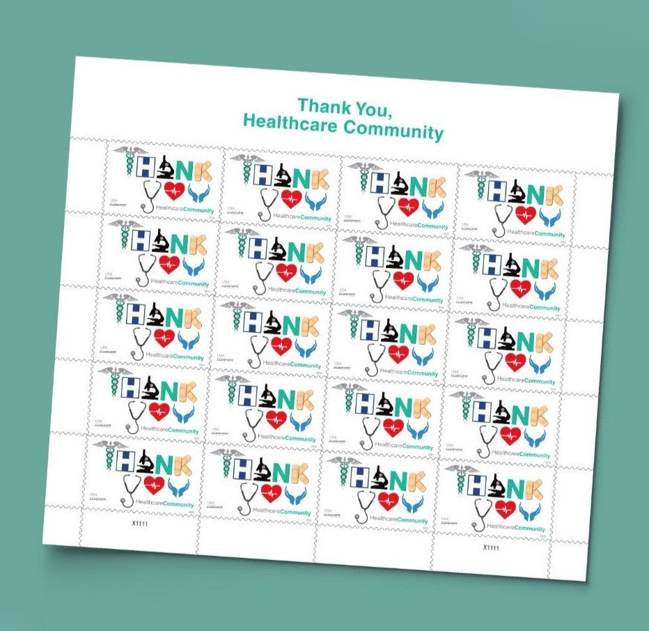2024 Thank You Healthcare Forever USA Stamp Sheet Of 20, Multicolor