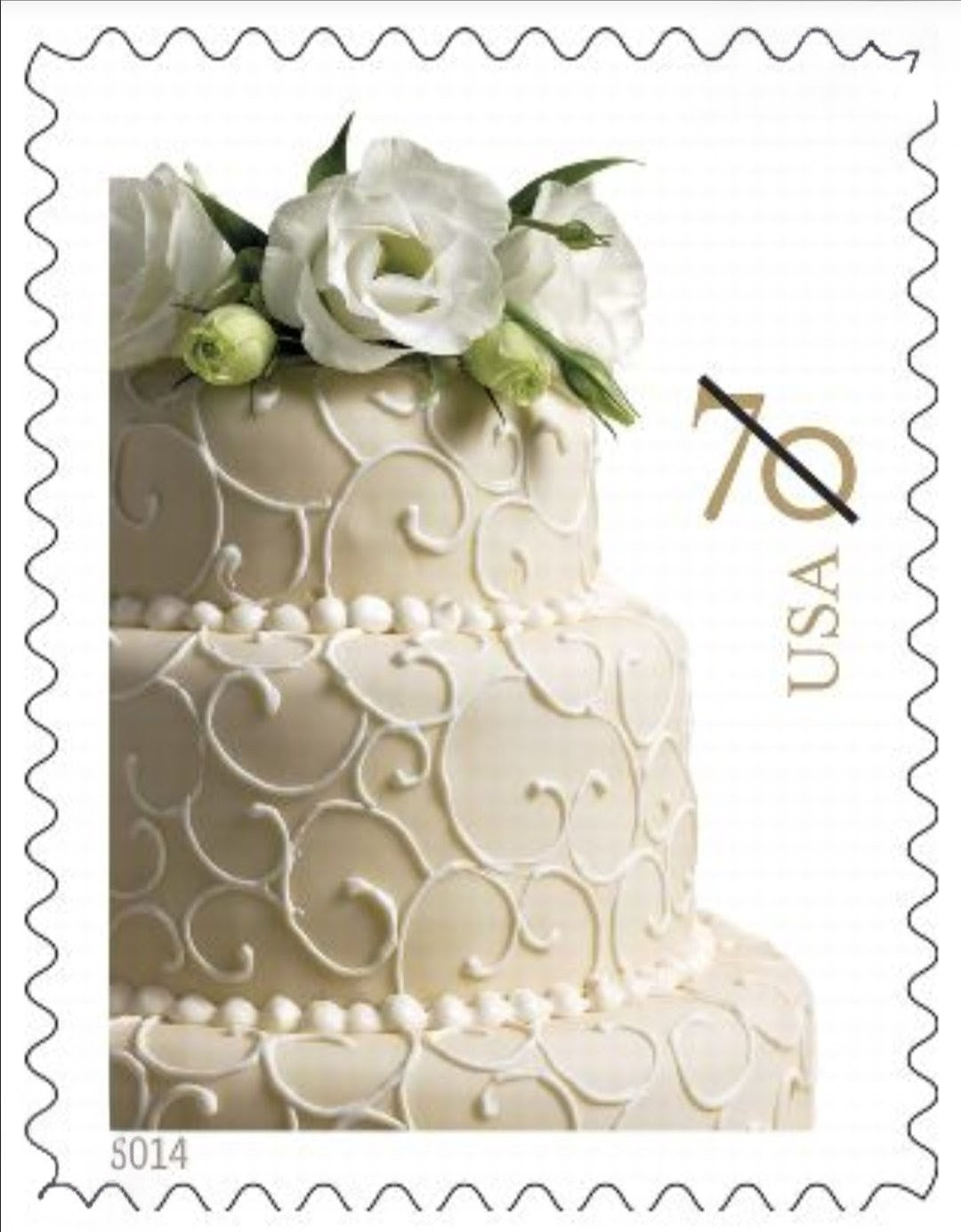 2014 Wedding Cake 70 Cents USA Stamp Sheet, Wedding, Multicolor