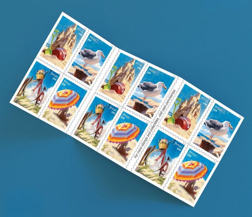 USPS 2026 A Day At The Beach Stamps Booklet of 20, Ocean, Collectible