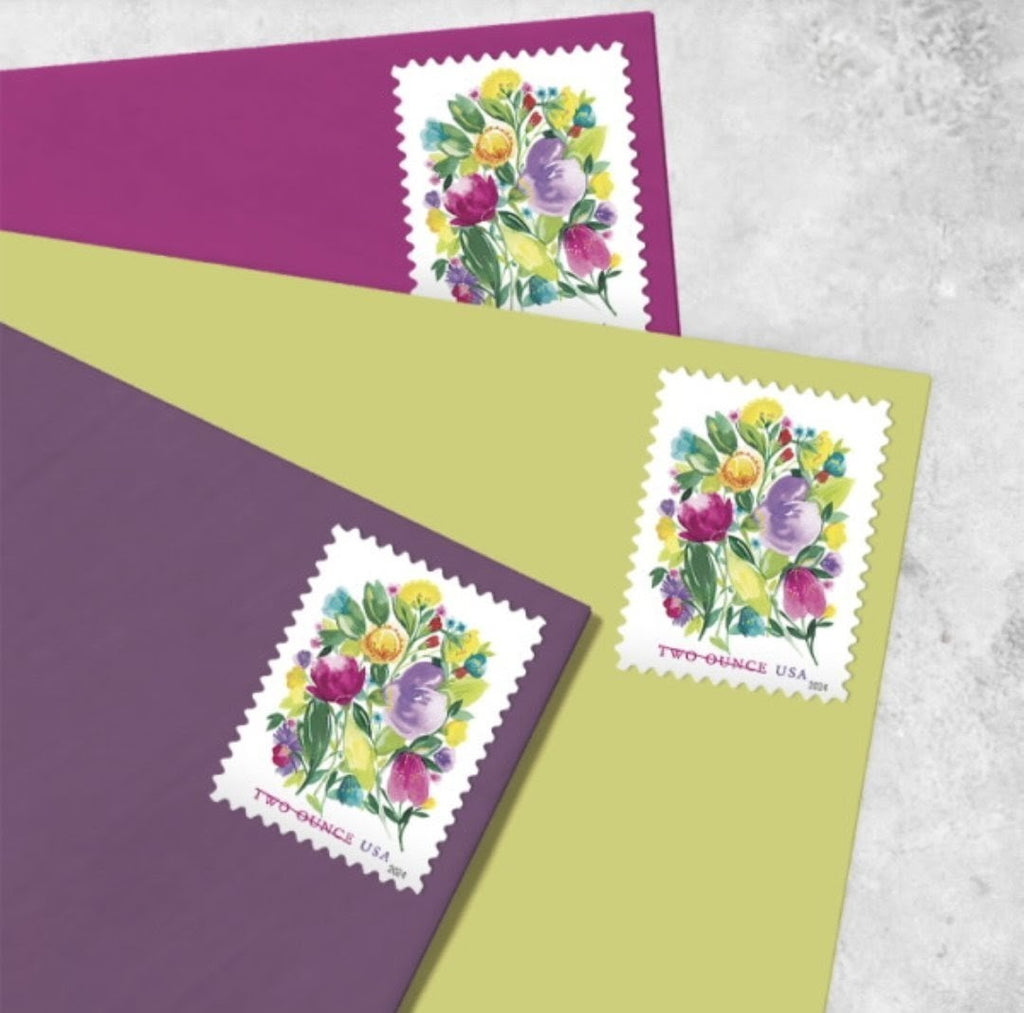 2024 Wedding Blooms 2oz USA Stamp Sheet Of 20, Multicolor