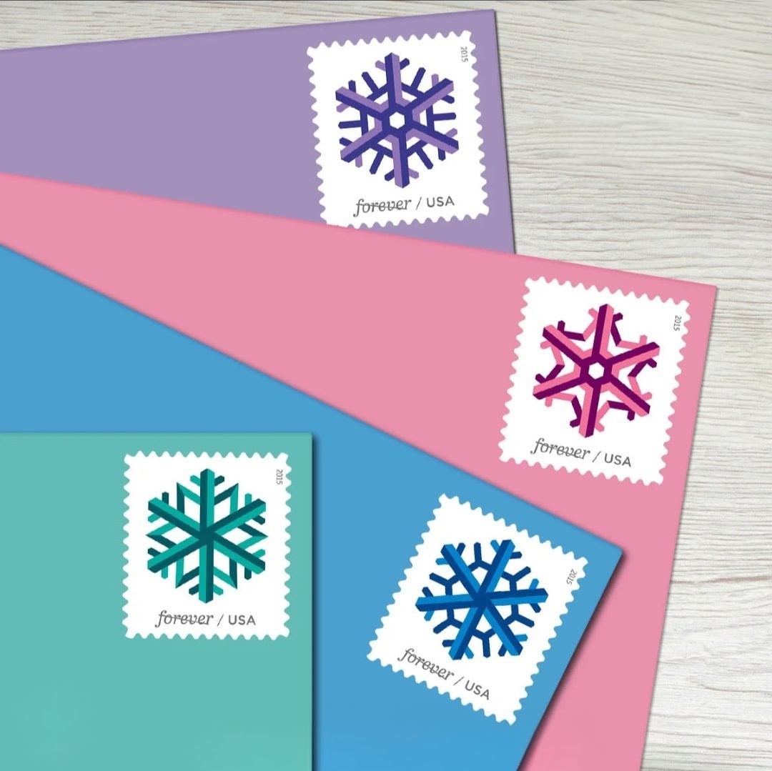 USPS 2015 Geometric Snowflakes Forever Stamps Booklet of 20, Winter