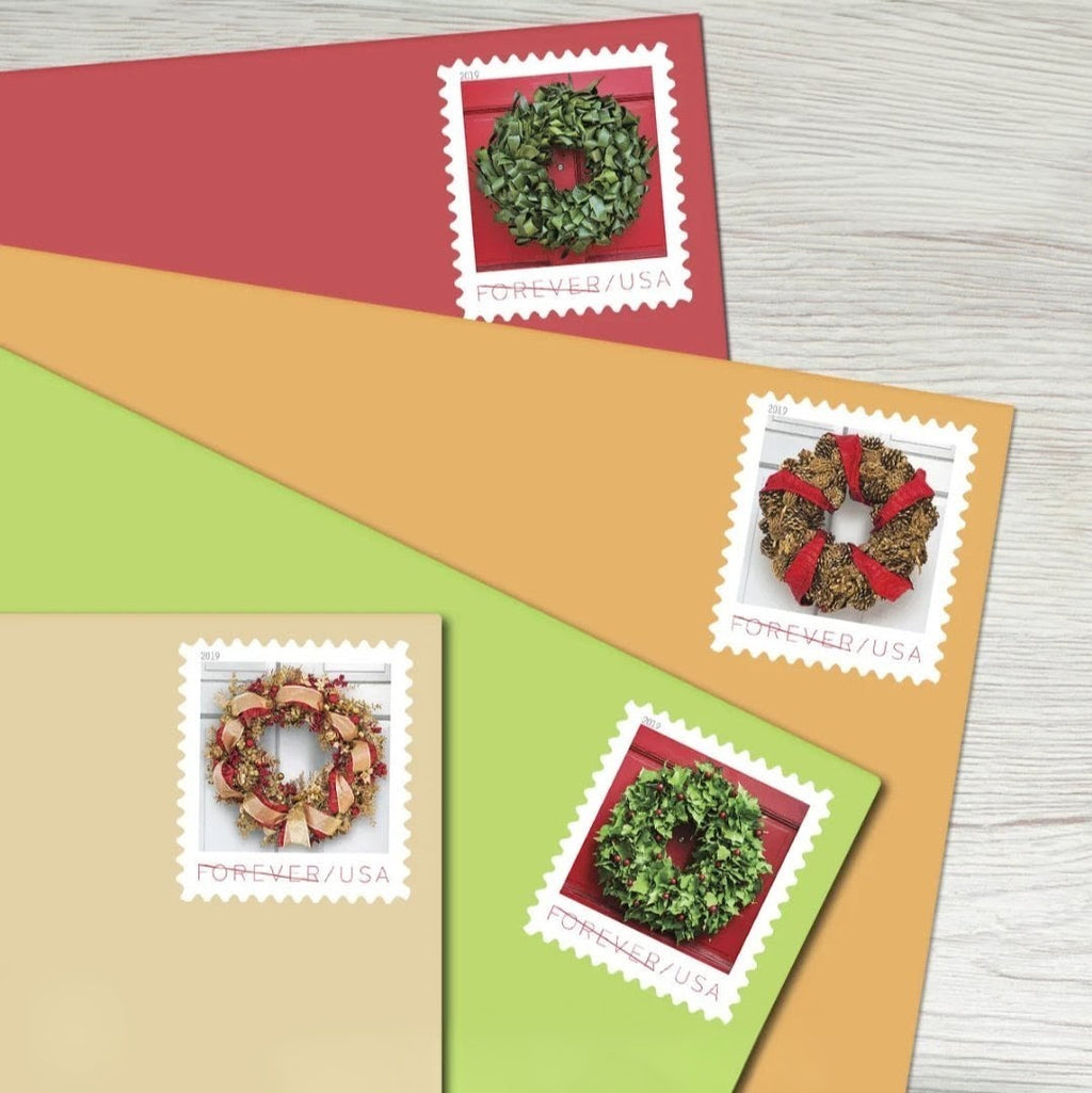 USPS 2019 Holiday Wreaths Forever Stamps Booklet of 20, Winter