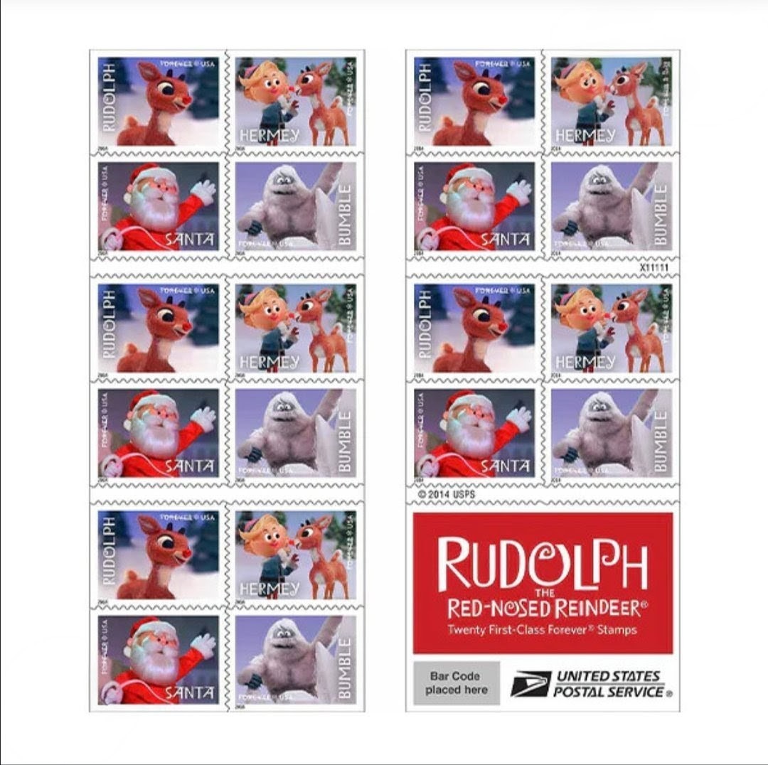 2014 Rudolph Red-Nose Reindeer Forever USA Stamp Booklet, Christmas, Multicolor