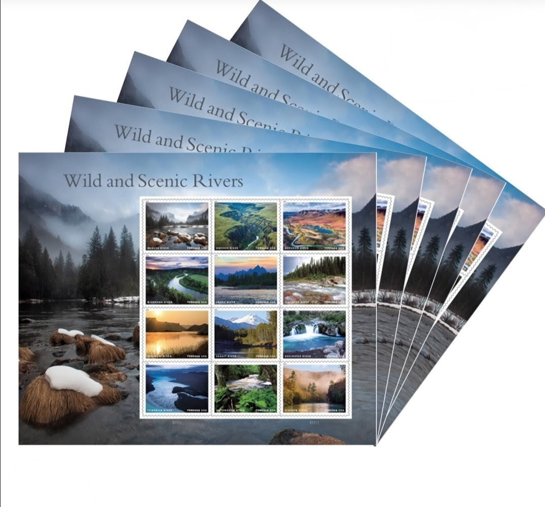 USPS 2019 Wild and Scenic Rivers Forever Stamps Sheet of 12, Nature