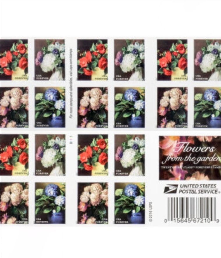 USPS 2017 Flowers From The Garden Forever Stamps Booklet of 20, Floral