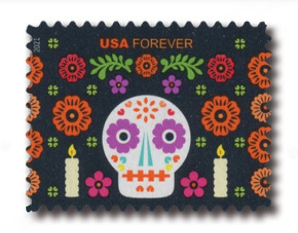 2021 Day of The Dead Forever USA Stamp Sheet Of 20, Multicolor