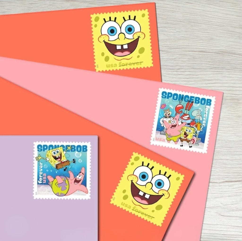 2025 Spongebob Forever USA Stamp Sheet Of 16, Multicolor