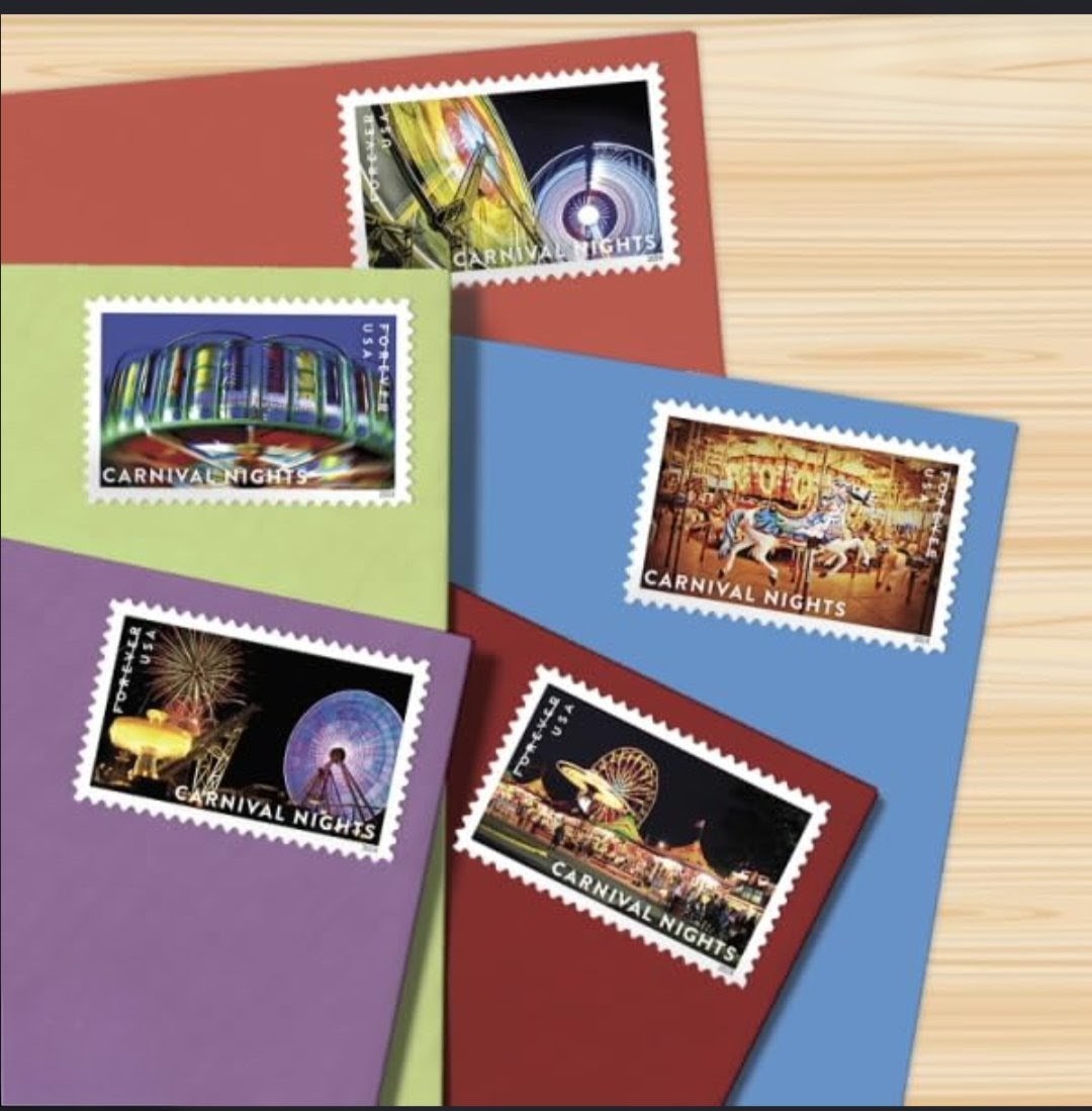 USPS 2024 Carnival Nights Forever Stamps Sheet of 20, Party, Fun