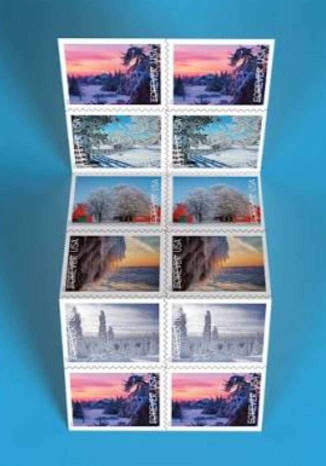 USPS 2025 Winter Landscapes Forever Stamps Booklet of 20, Seasonal