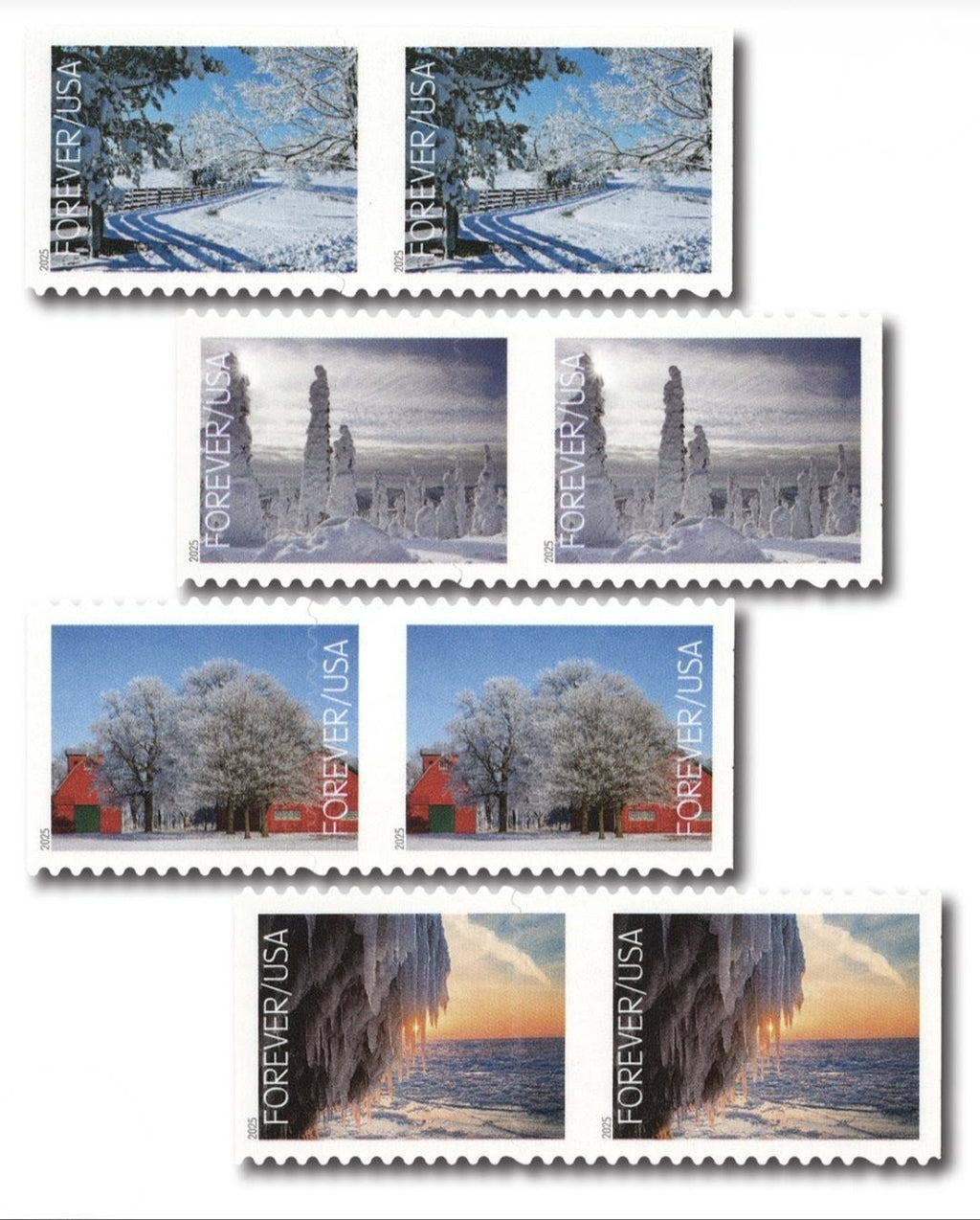 USPS 2025 Winter Landscapes Forever Stamps Booklet of 20, Seasonal