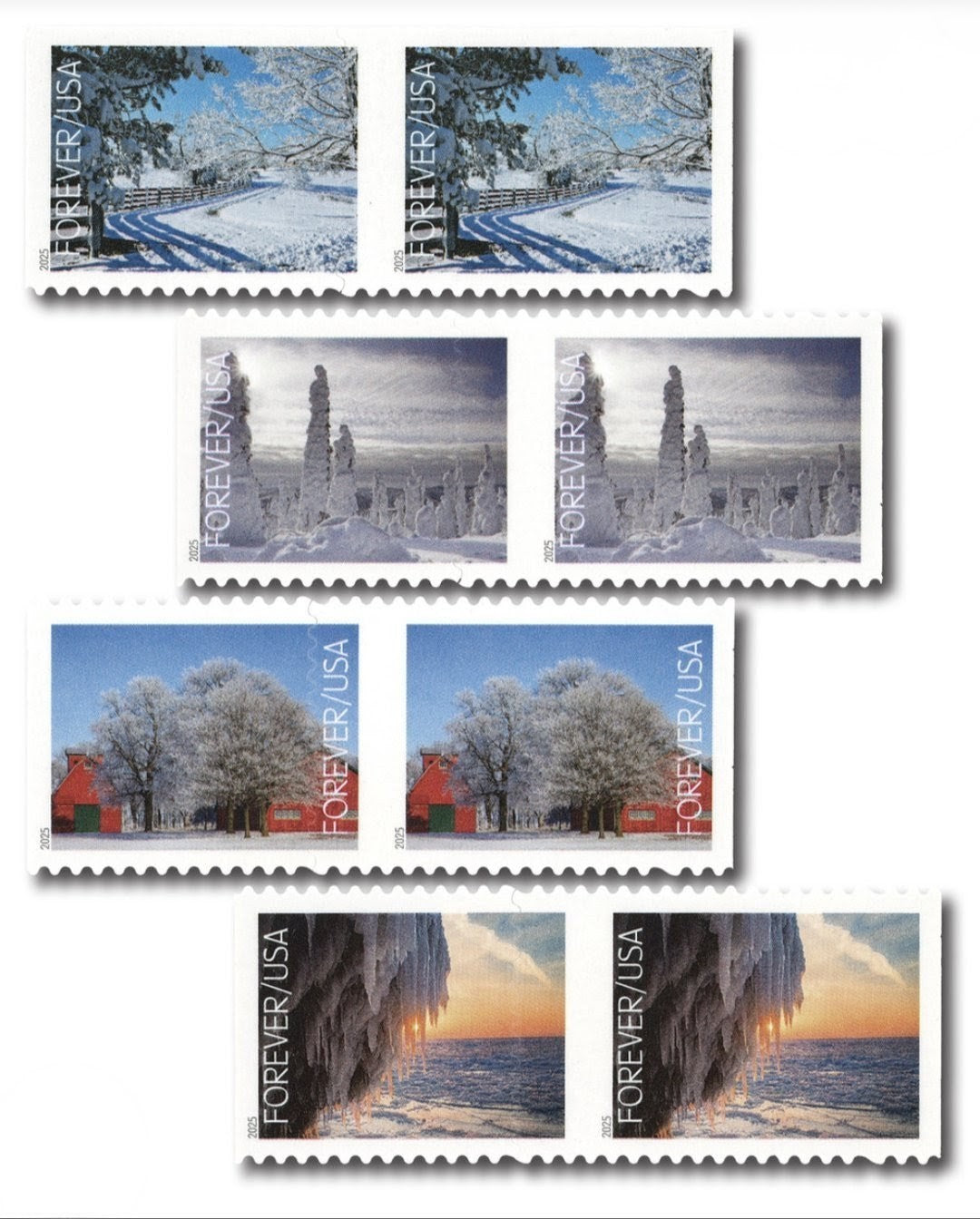 USPS 2025 Winter Landscapes Forever Stamps Booklet of 20, Seasonal