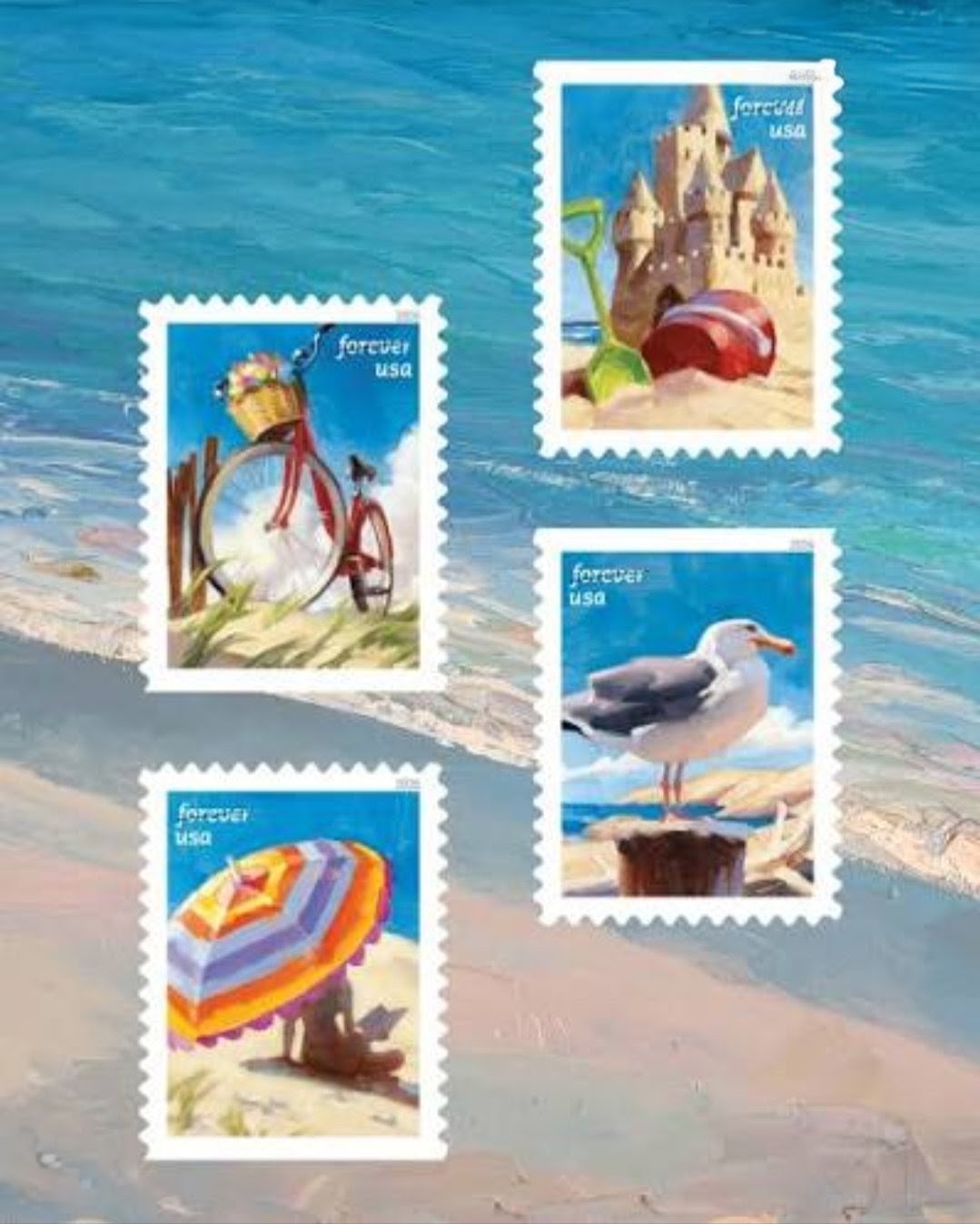 USPS 2026 A Day At The Beach Stamps Booklet of 20, Ocean, Collectible