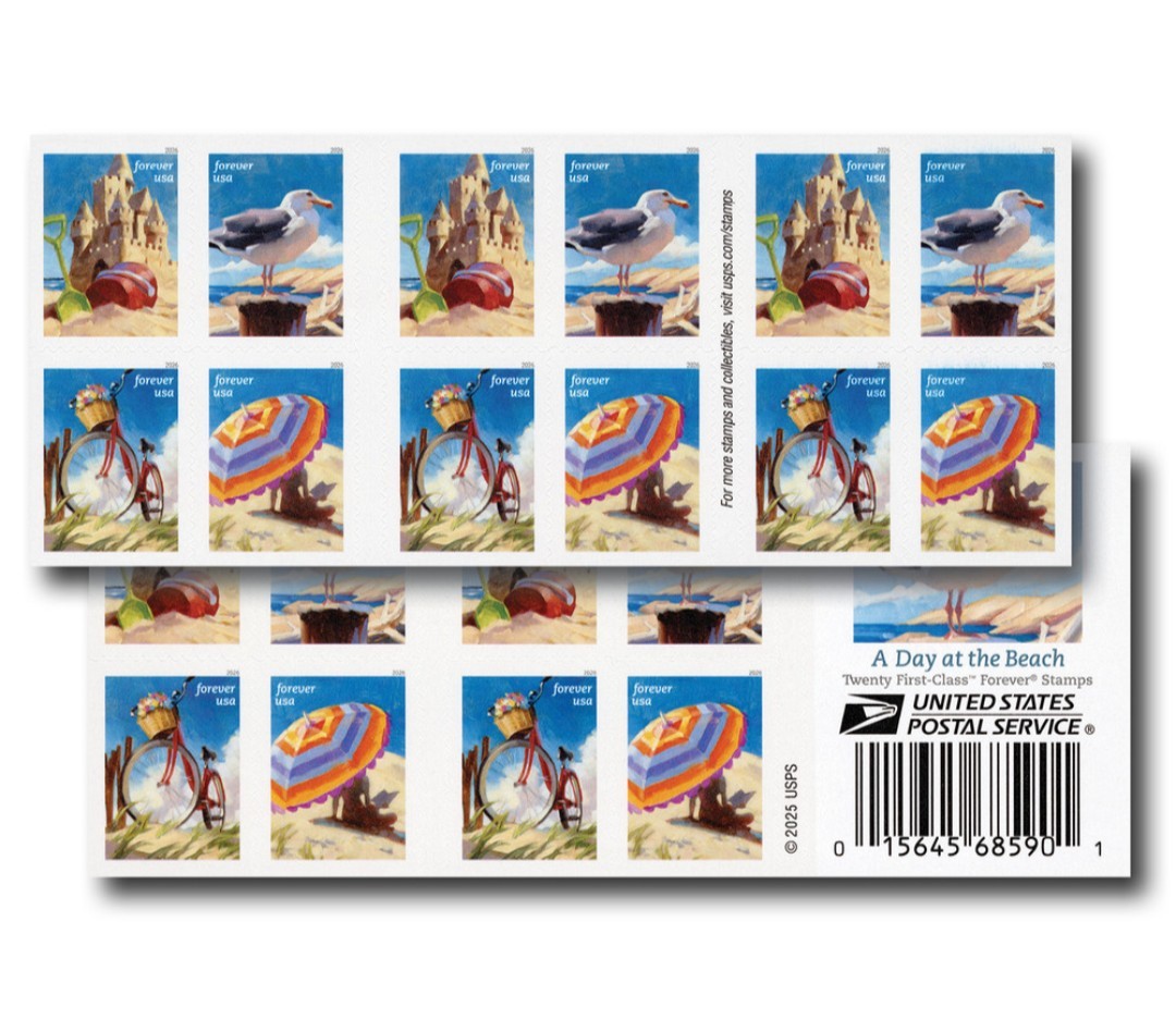 USPS 2026 A Day At The Beach Stamps Booklet of 20, Ocean, Collectible
