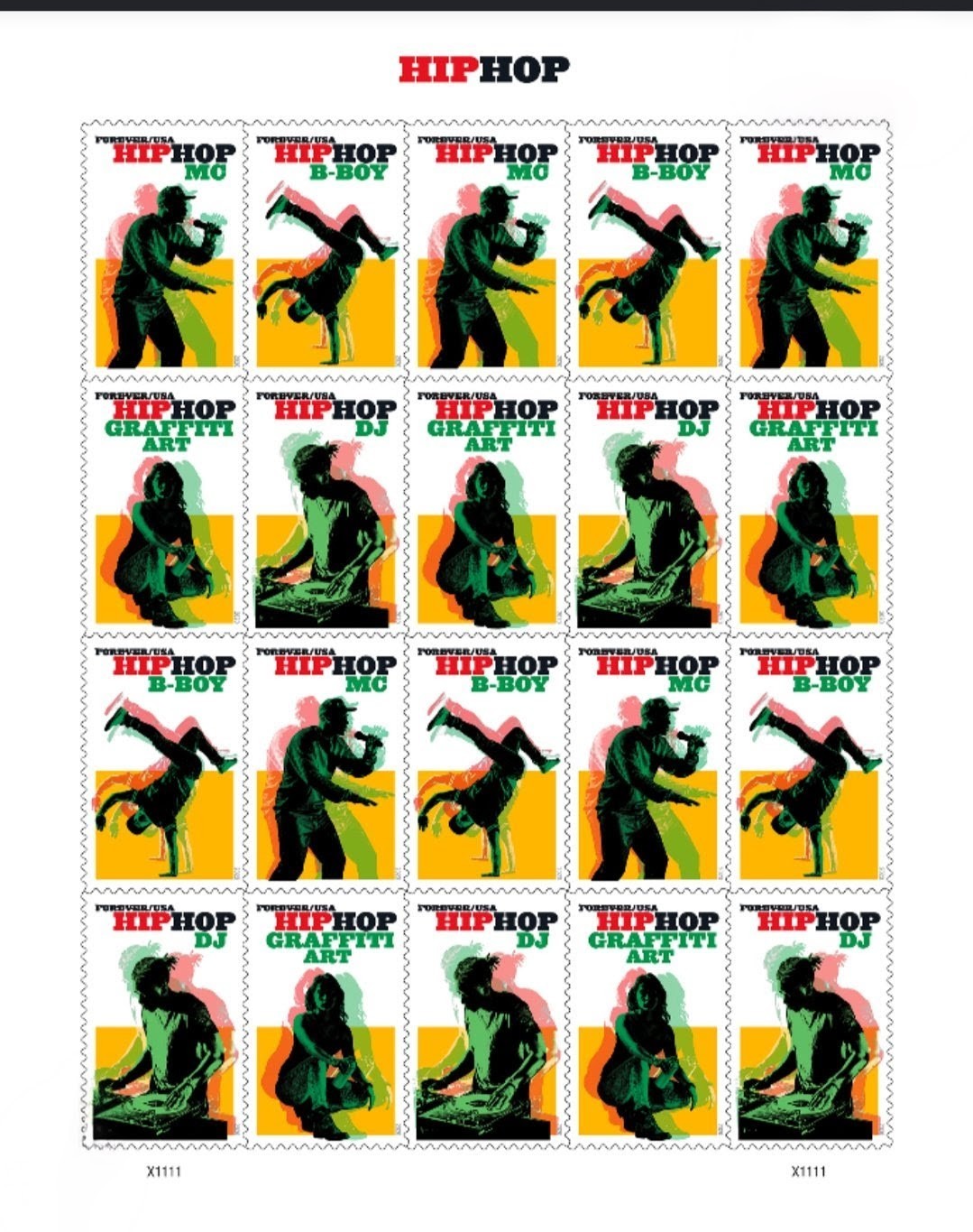 2020 Hip-hop Forever USA Stamp Sheet Of 20, Multicolor
