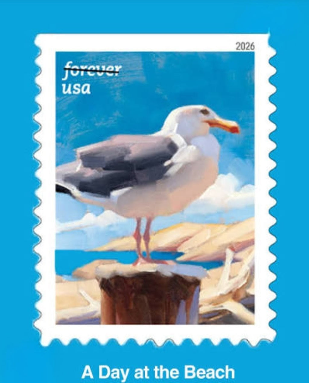 USPS 2026 A Day At The Beach Stamps Booklet of 20, Ocean, Collectible