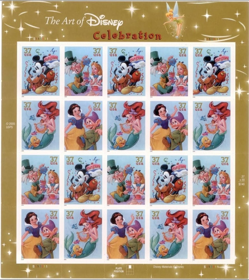 2005 Art Of Disney Celebration 37¢ USA Stamp Sheet Of 20, Multicolor