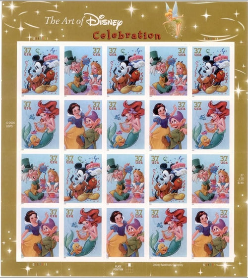 2005 Art Of Disney Celebration 37¢ USA Stamp Sheet Of 20, Multicolor