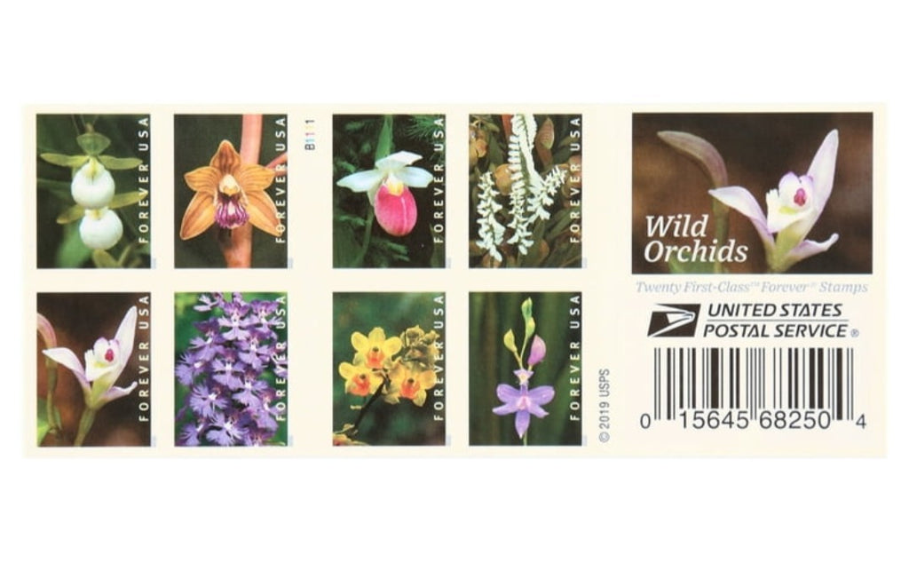 USPS 2020 Wild Orchids Forever Stamps Booklet of 20, Floral