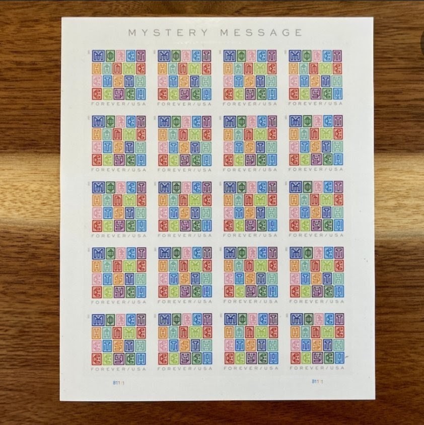 USPS 2021 Mystery Message Forever Stamps Sheet of 20, Puzzle