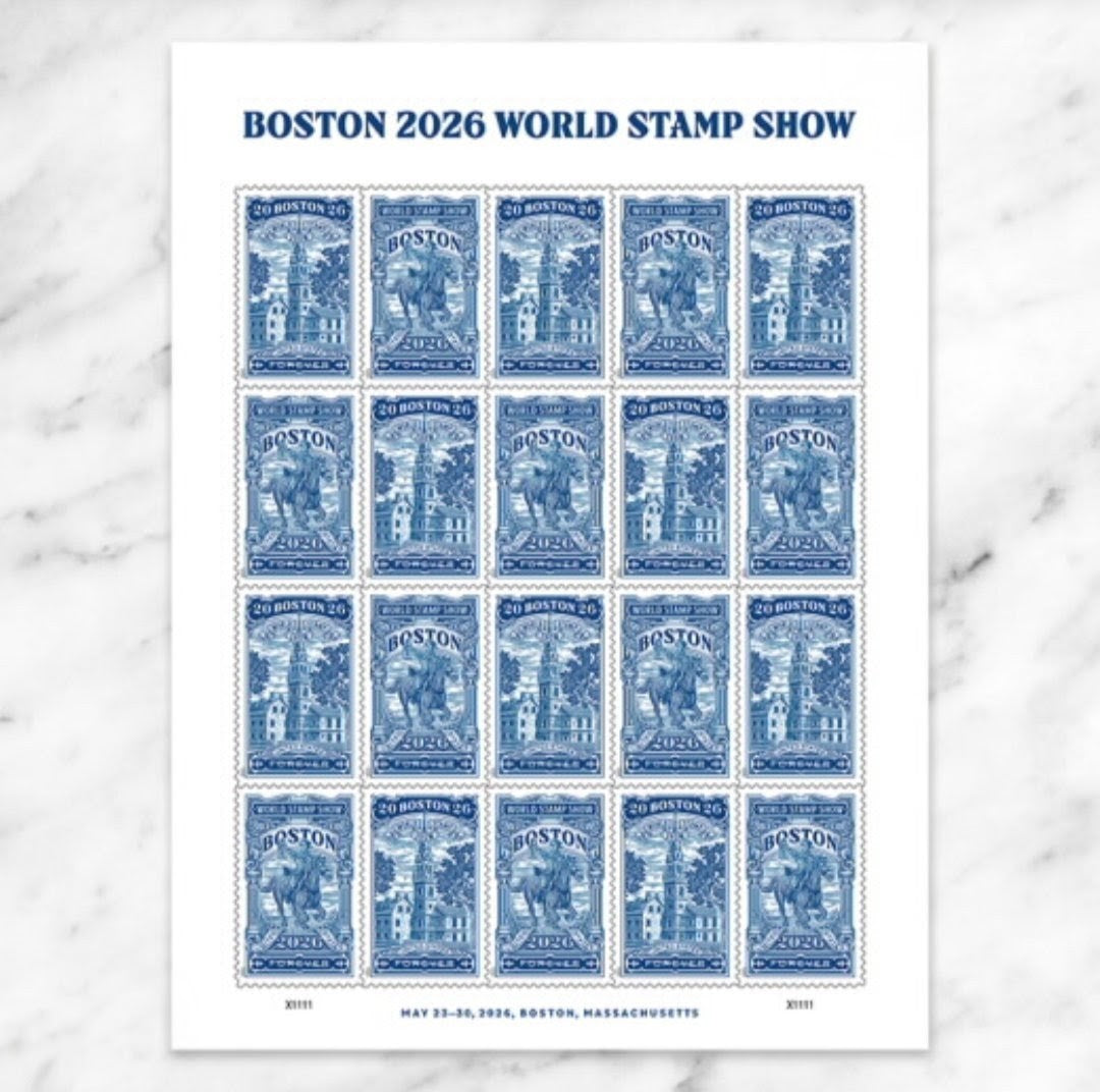 2026 Boston World Stamp Show Forever USA Stamp Booklet, Boston, Multicolor