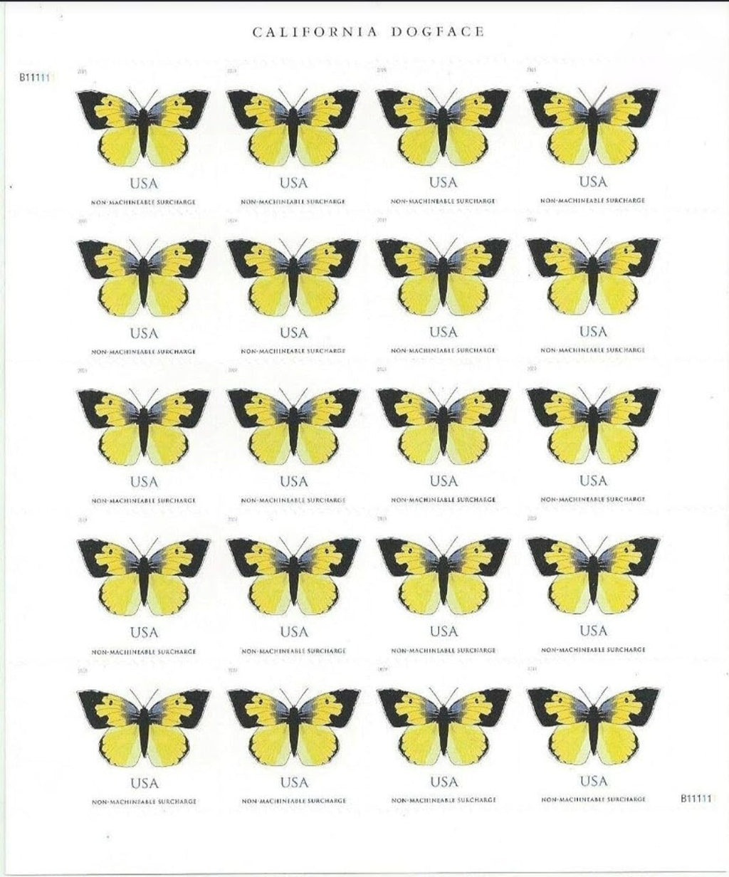 2019 California Dogface Butterfly Non-Machinable USA Stamp Sheet Of 20